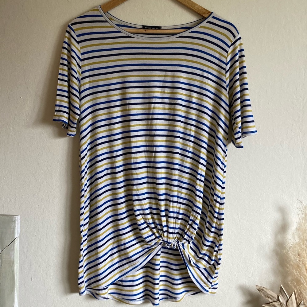 Striped blue and yellow Knot Tee